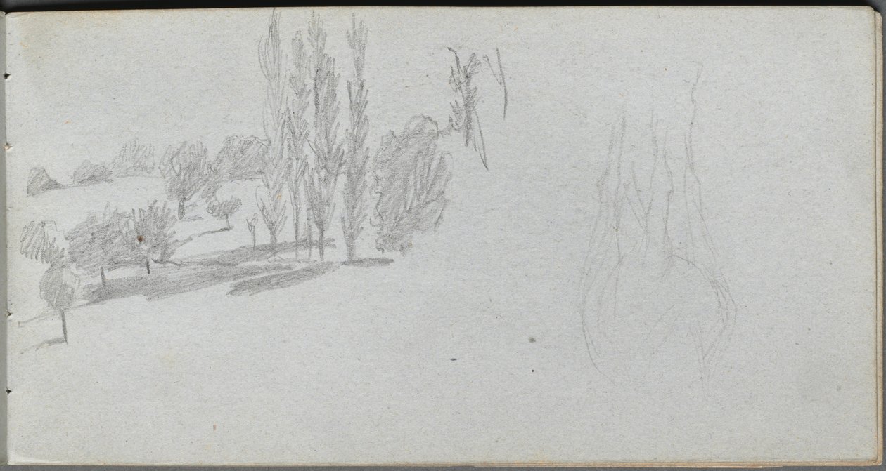 Taccuino, pagina 18: Studio di un Cavallo e Studio di un Paesaggio da Jean Louis Ernest Meissonier
