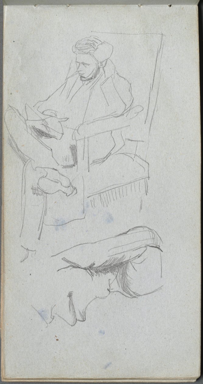 Quaderno di schizzi, pagina 24: Figura maschile seduta da Ernest Meissonier
