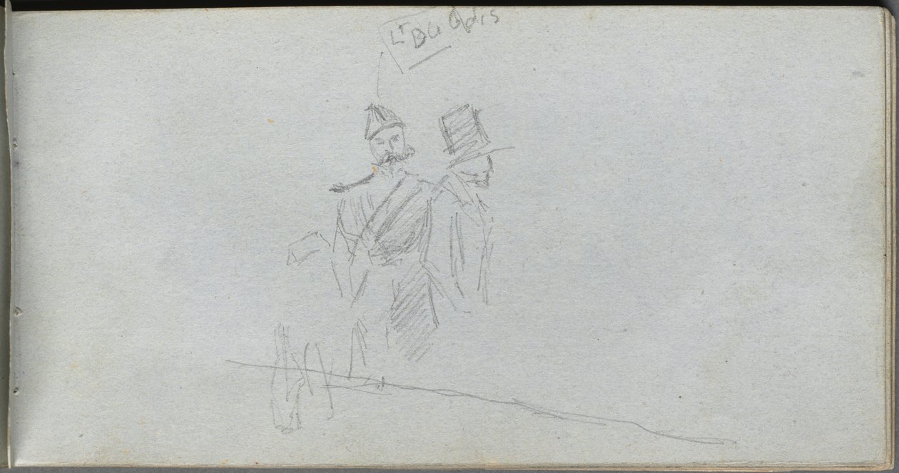 Taccuino, pagina 38: Studio di un soldato e figura con cilindro da Ernest Meissonier