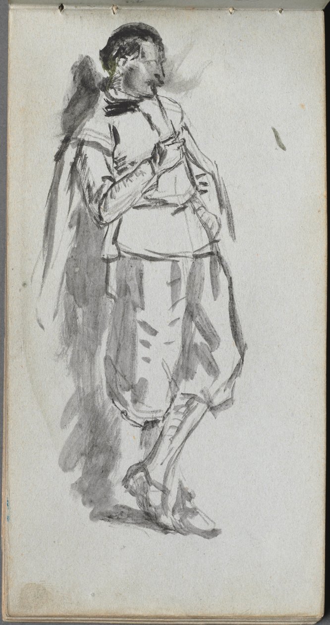 Taccuino, pagina 46: Figura maschile in piedi da Ernest Meissonier