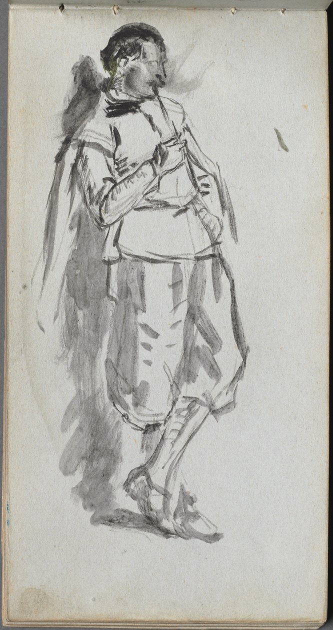 Taccuino, pagina 46: Figura maschile in piedi da Jean Louis Ernest Meissonier