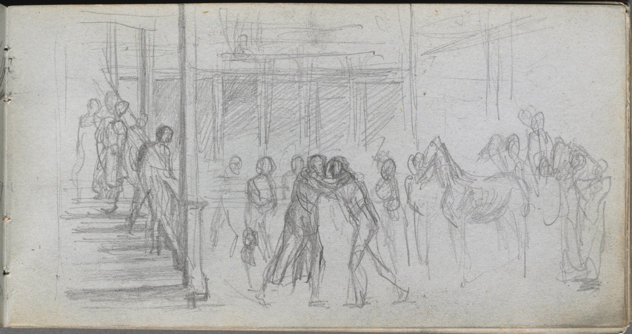 Taccuino, pagina 62: Studio di figura, scala, cavallo da Jean Louis Ernest Meissonier