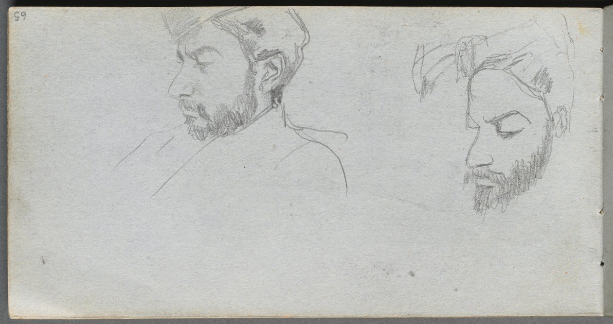 Taccuino, pagina 65: Studio di volti di profilo da Jean Louis Ernest Meissonier