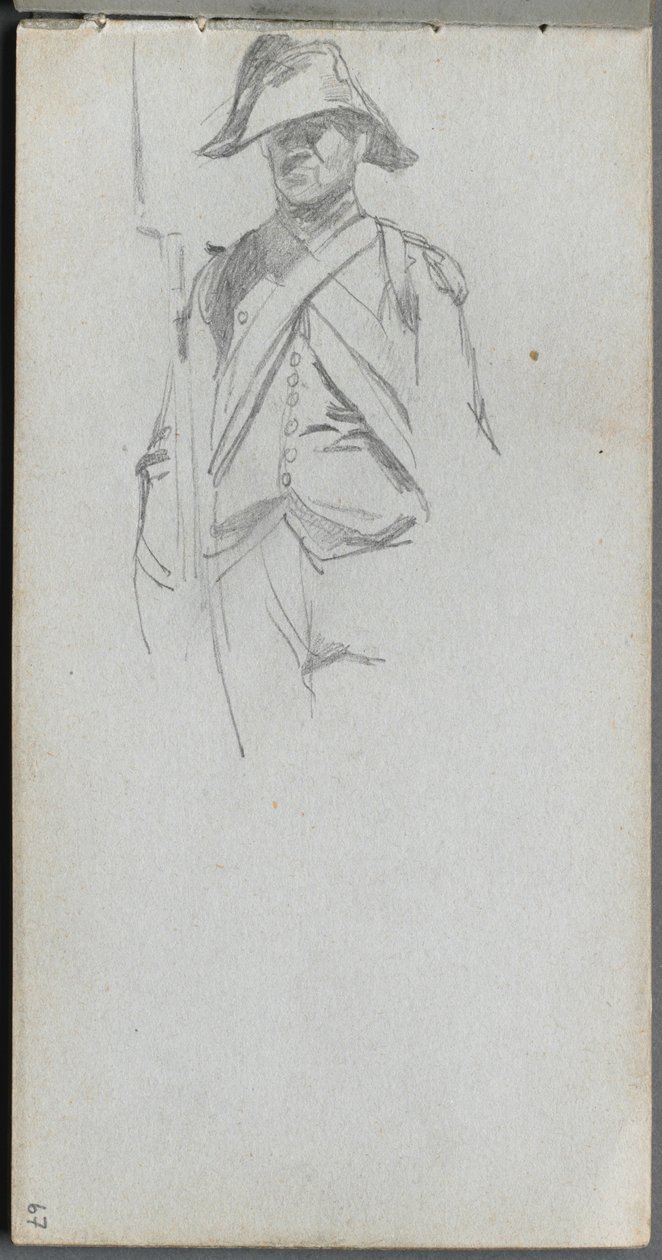 Quaderno di schizzi, pagina 67: Studio di un soldato da Ernest Meissonier