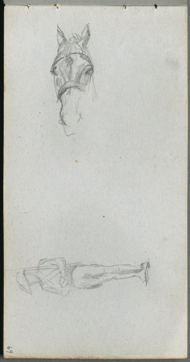 Taccuino, pagina 69: Studio di una mano, un cavallo e una figura da Jean Louis Ernest Meissonier