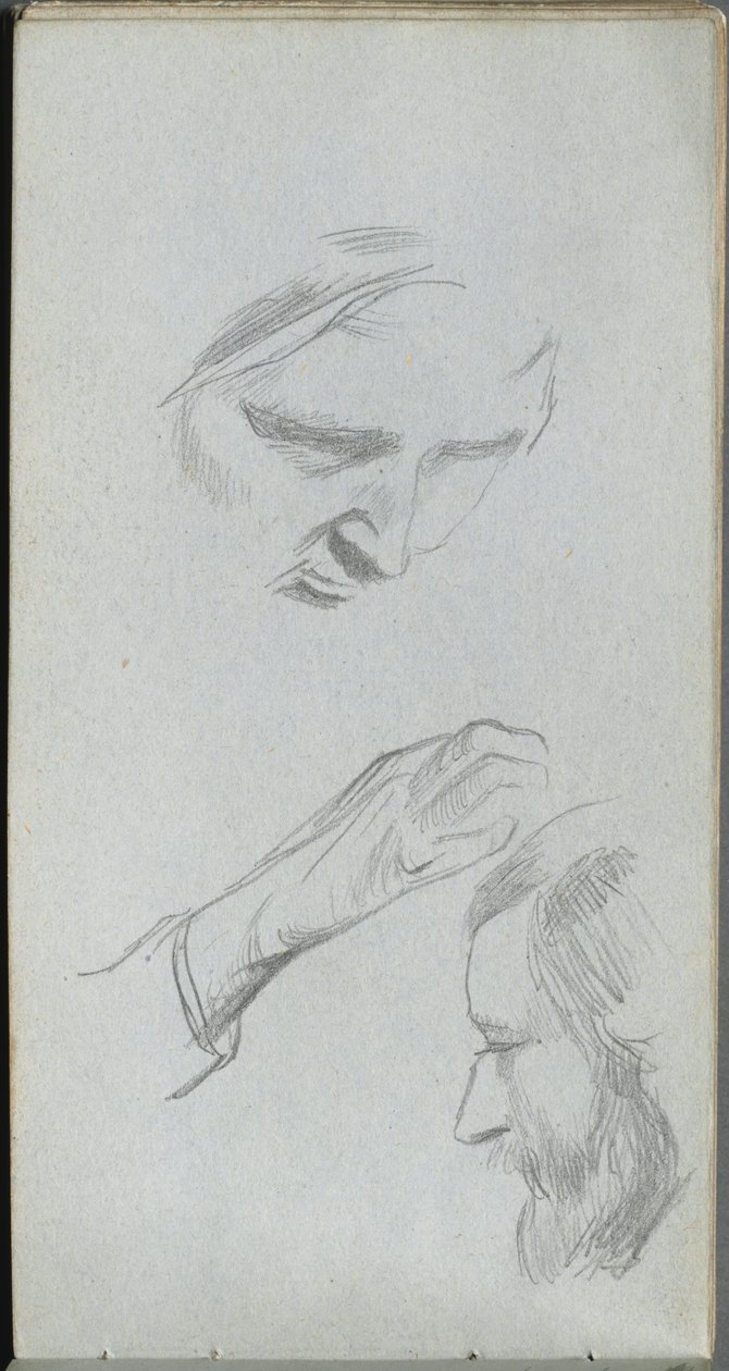 Taccuino, pagina 70: Studio di due volti e una mano da Jean Louis Ernest Meissonier