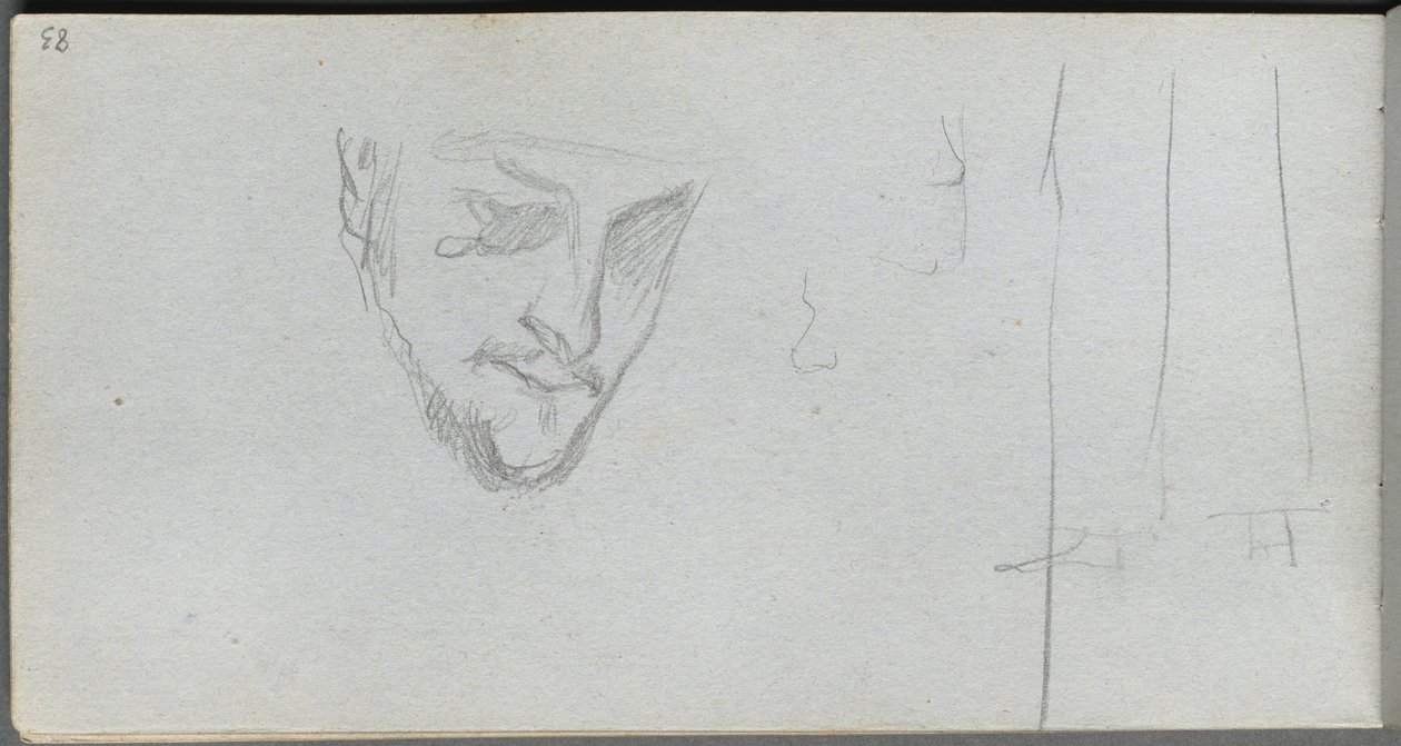 Taccuino, pagina 83: Studio di un volto, gambe da Jean Louis Ernest Meissonier