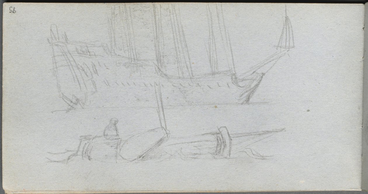 Taccuino, pagina 85: Studio di una nave e di una boa da Jean Louis Ernest Meissonier