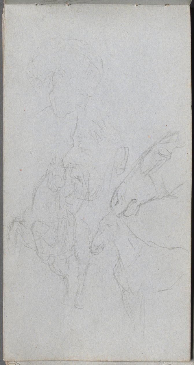 Quaderno di schizzi, pagina 90: Studio di cavalli, profili da Ernest Meissonier