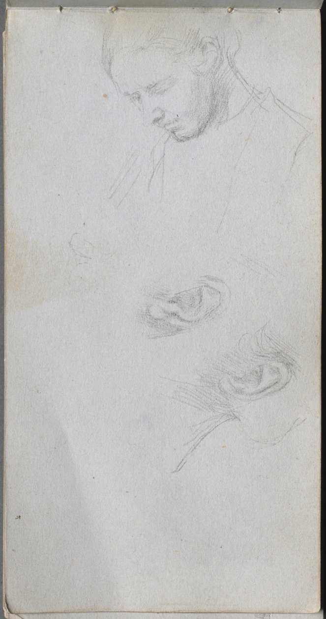 Taccuino, pagina 96: Studio di un volto, orecchie da Ernest Meissonier