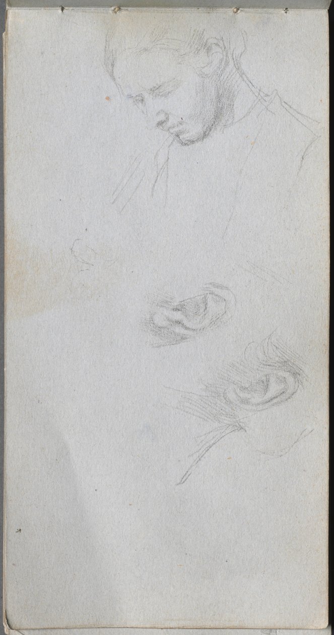 Taccuino, pagina 96: Studio di un volto, orecchie da Jean-Louis Ernest Meissonier