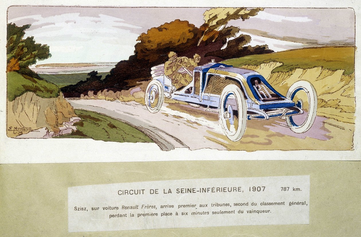Circuito della Seine-Inférieure, Szisz su auto Renault Frères, arrivato primo ai box, secondo nella classifica generale, perdendo il primo posto solo sei minuti dal vincitore da Ernest Montaut