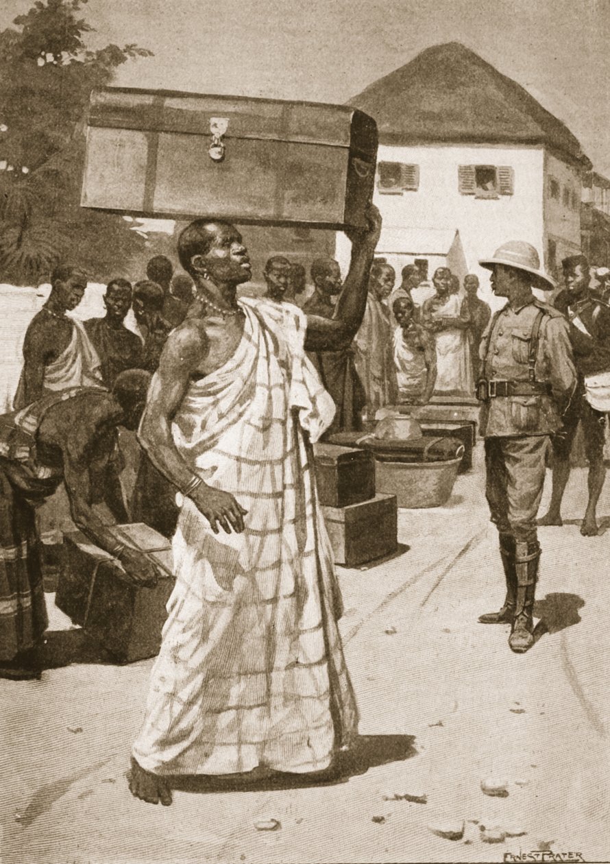 Portatori in partenza dal Castello di Cape Coast per Kumassi, illustrazione da 