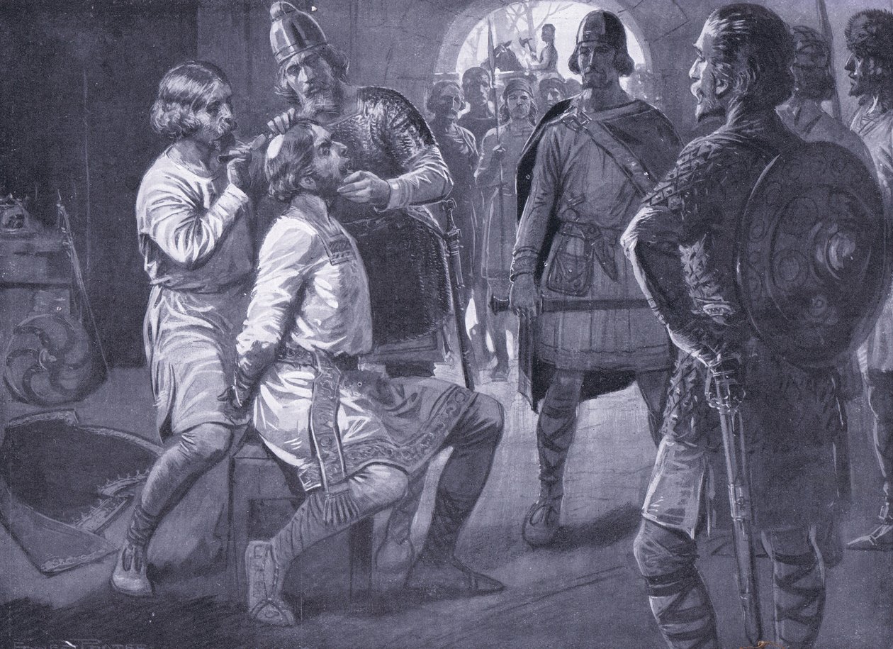 Ceowulf, Re di Northumbria, rasato con la forza AD731 da Ernest Prater