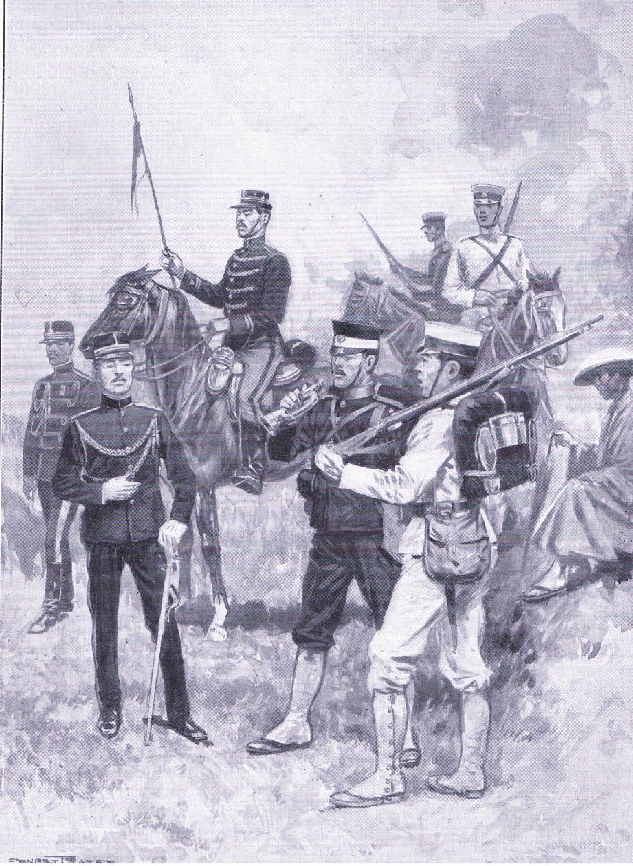 Tipi di soldati giapponesi, illustrazione da Cassells History of the Russo-Japanese War Vol 1, c.1900 da Ernest Prater