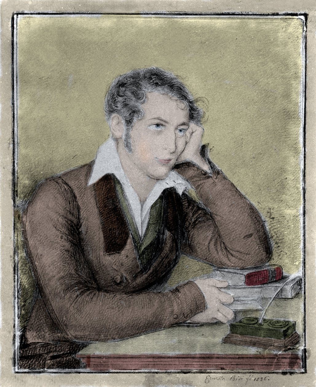 Ritratto del patriota, filosofo, pensatore politico Carlo Cattaneo (1801-1869) da Ernesta Legnani