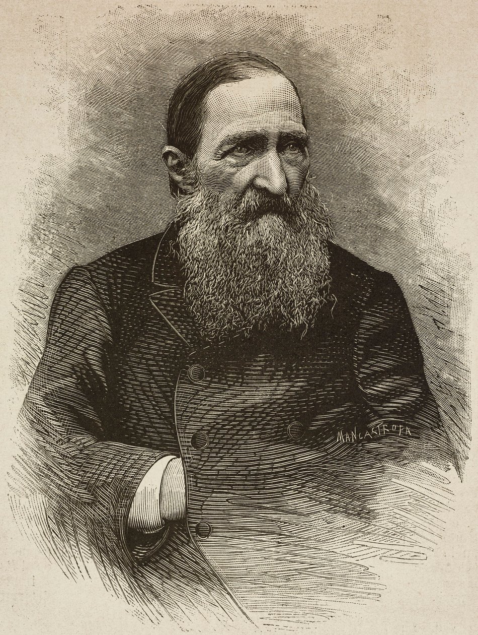 Poeta Jozef Ignacy Kraszewski (1812-1887) a Ginevra il 19 marzo, incisione di Ernesto Mancastroppa da foto di Romarolo, da L