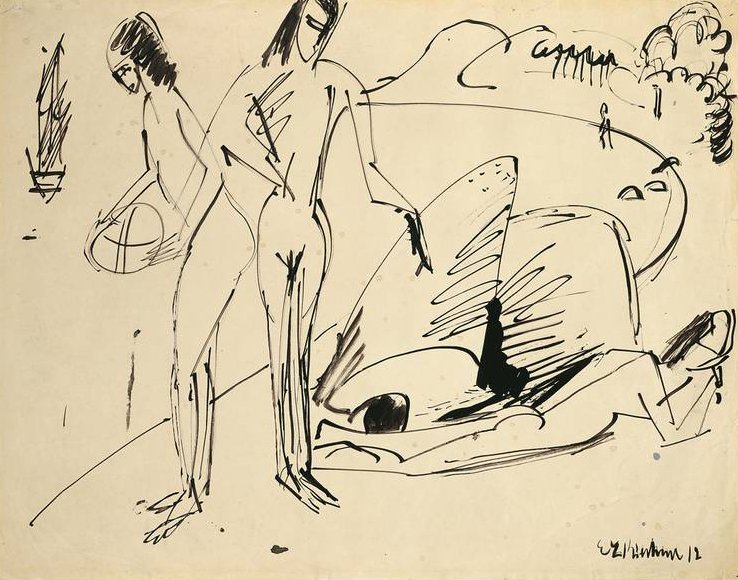 Bagnanti sulla spiaggia di Fehmarn da Ernst Ludwig Kirchner