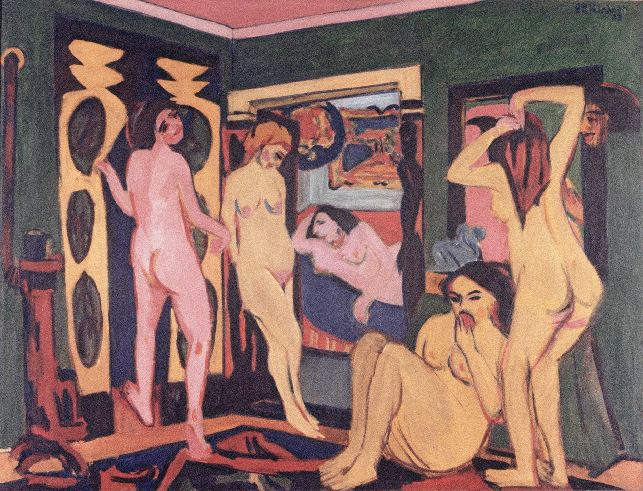 Bagnanti in una stanza, 1908 da Ernst Ludwig Kirchner