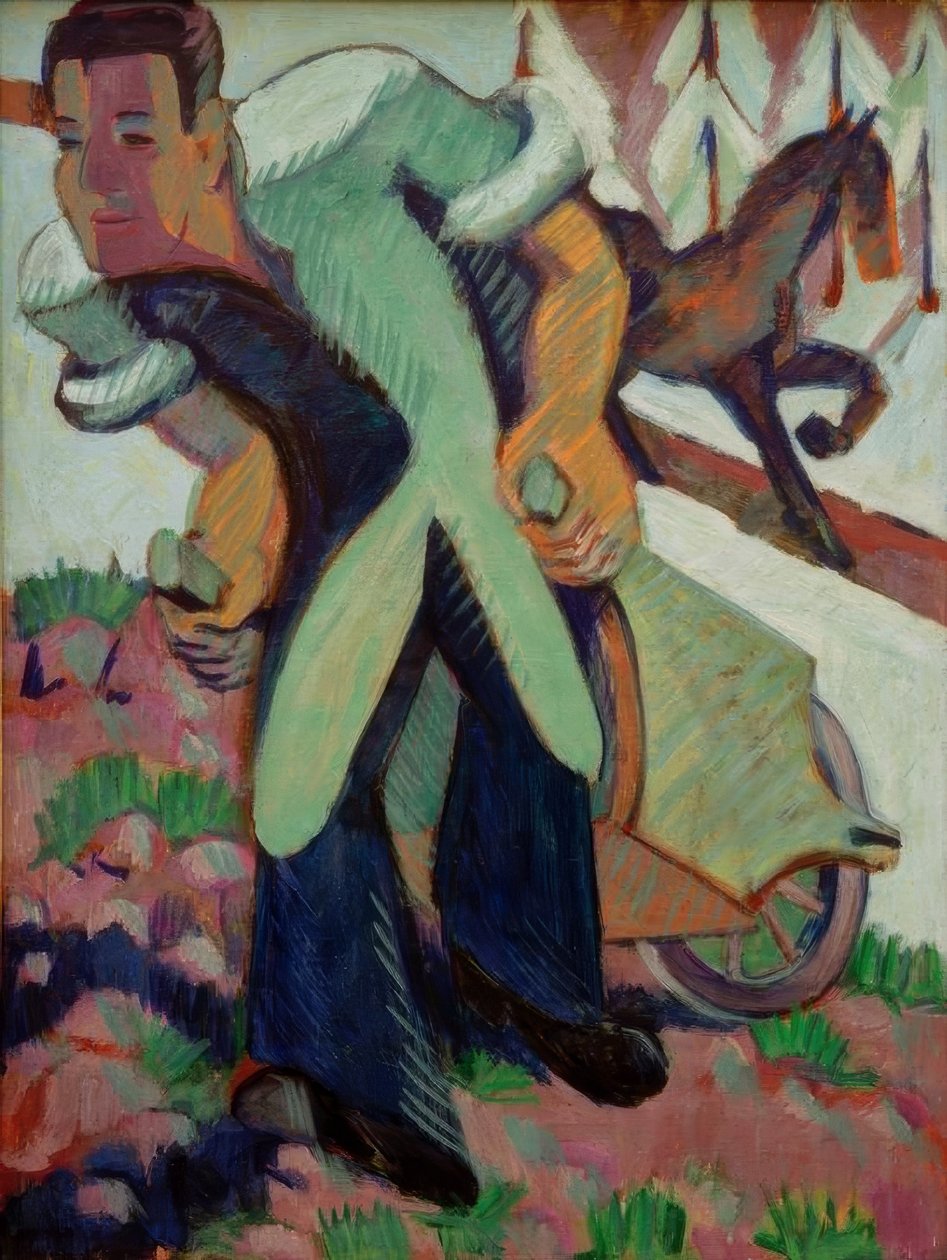 Contadino che tira una carriola da Ernst Ludwig Kirchner