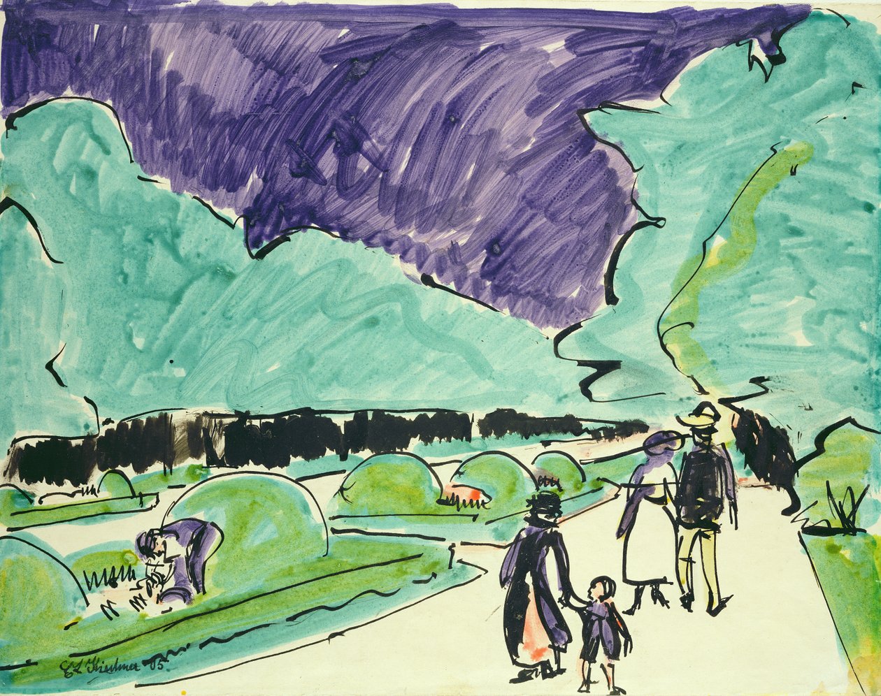 Ingresso a un grande giardino a Dresda, 1905 da Ernst Ludwig Kirchner
