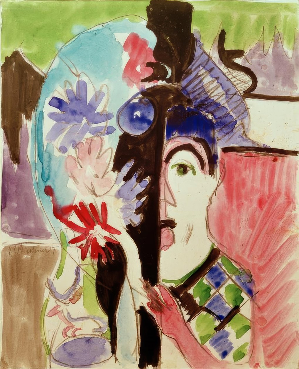 Donna con fiori da Ernst Ludwig Kirchner