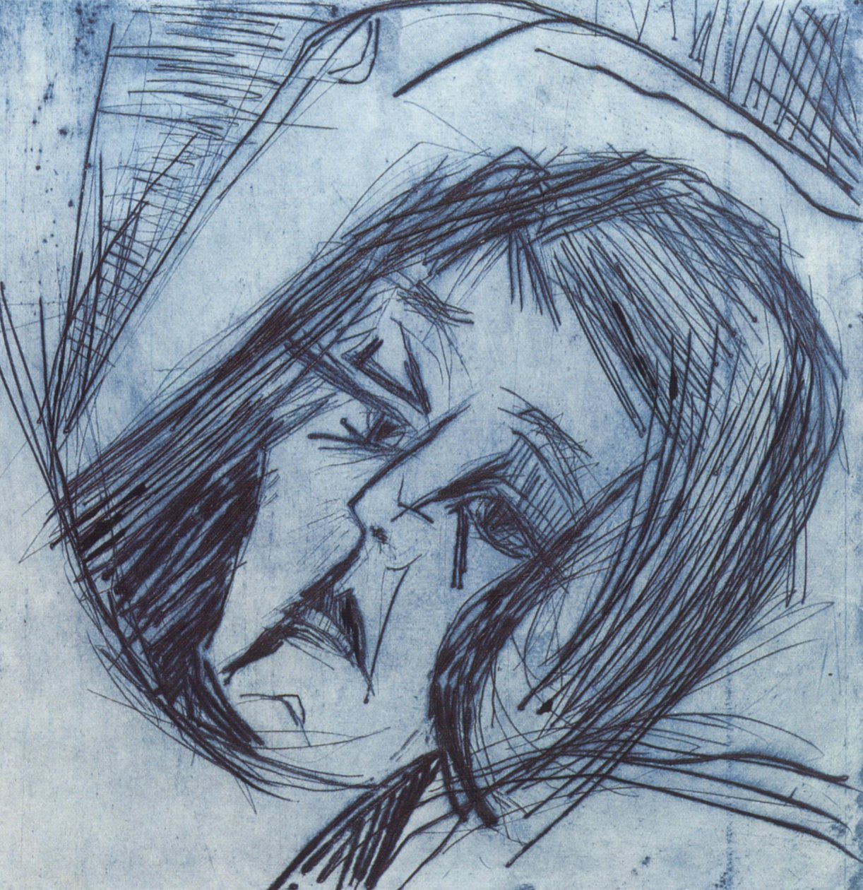 Testa di ragazza sdraiata da Ernst Ludwig Kirchner