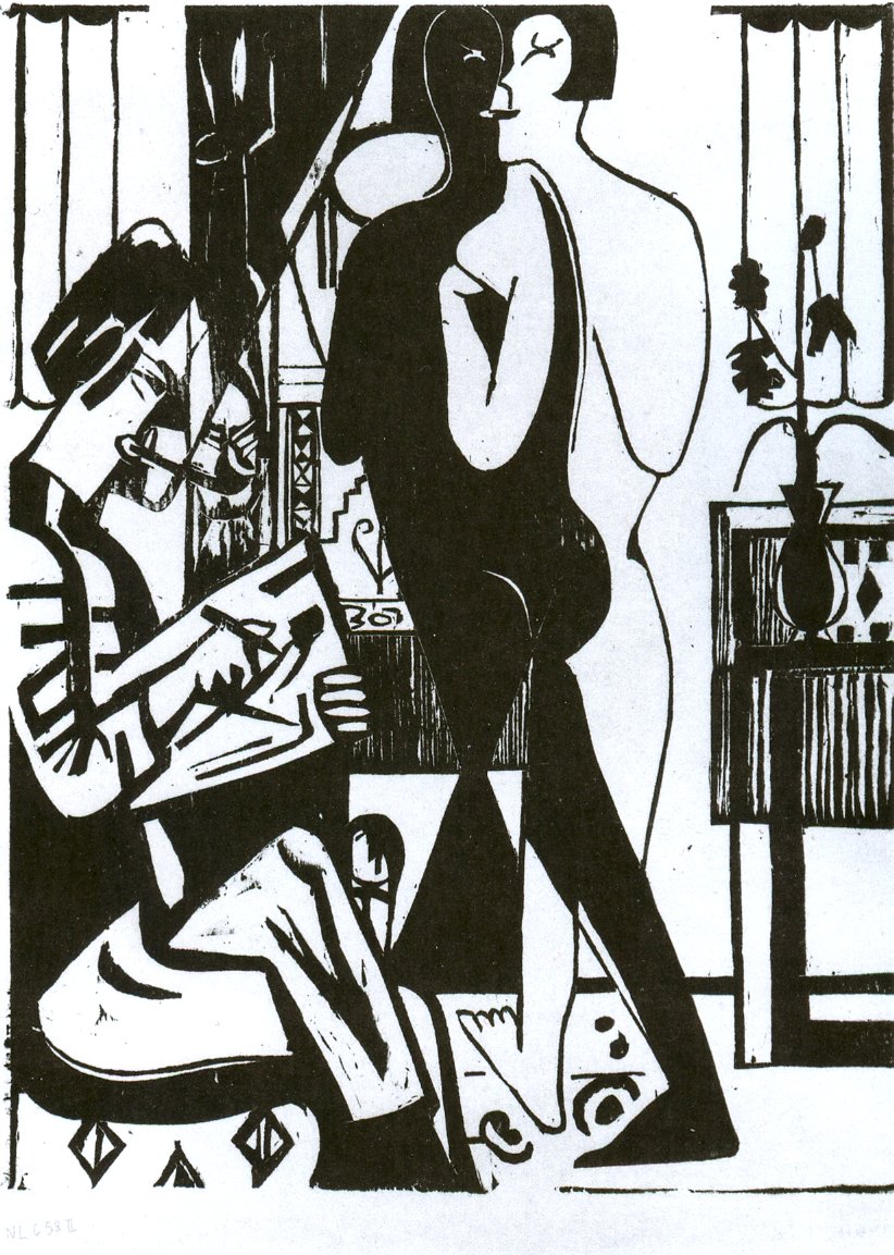 Pittore e modella da Ernst Ludwig Kirchner