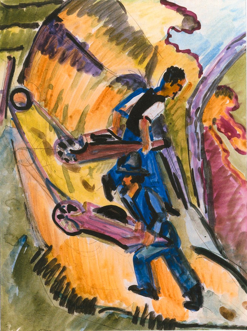 Uomini con carriole da Ernst Ludwig Kirchner