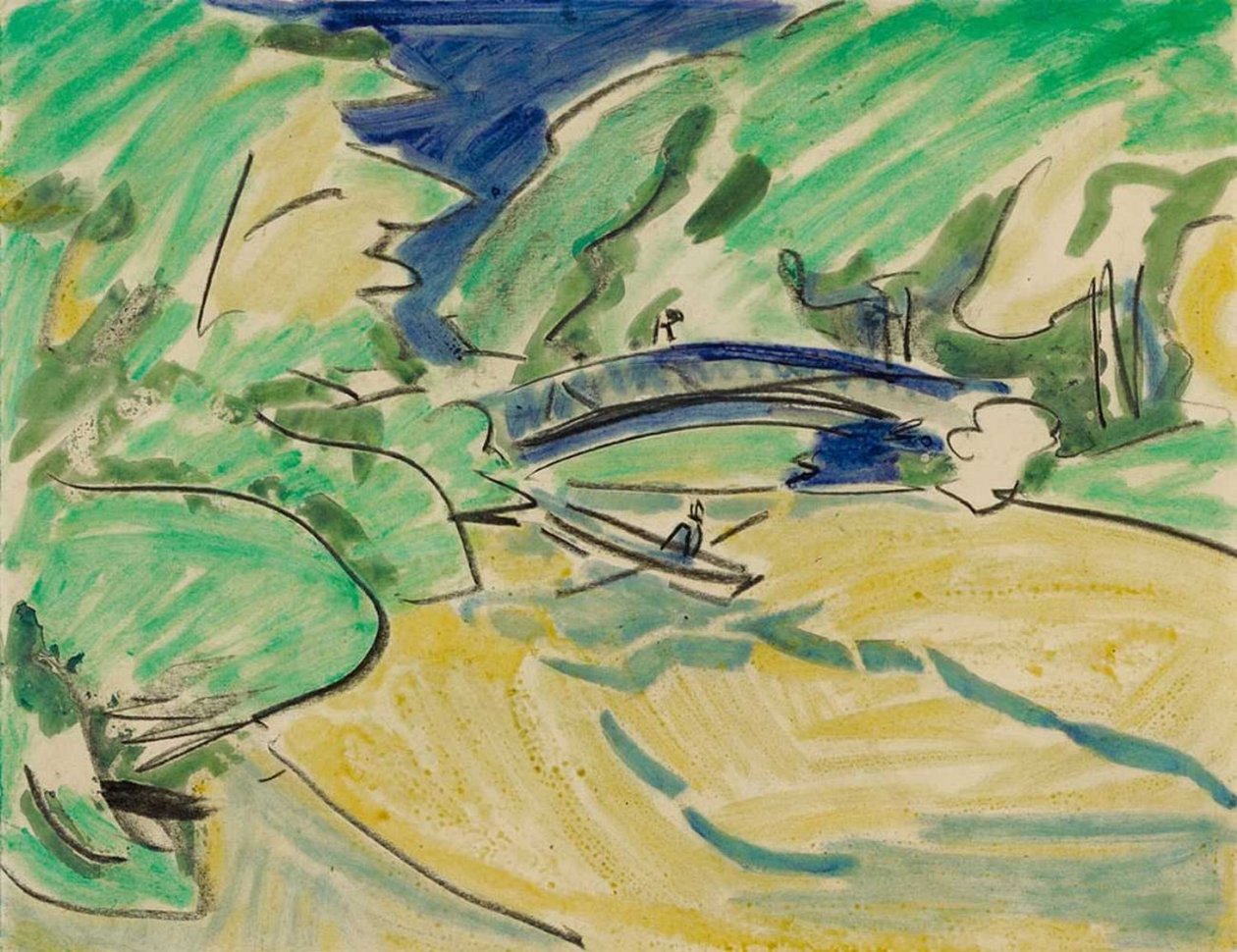 Barca a remi sotto il ponte da Ernst Ludwig Kirchner