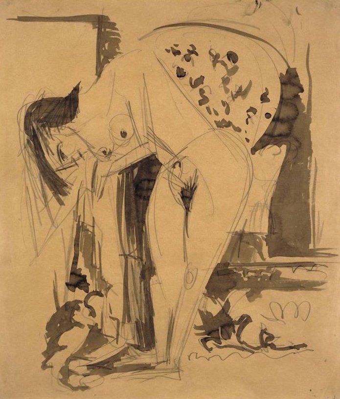 Nudo piegato nella stanza da Ernst Ludwig Kirchner