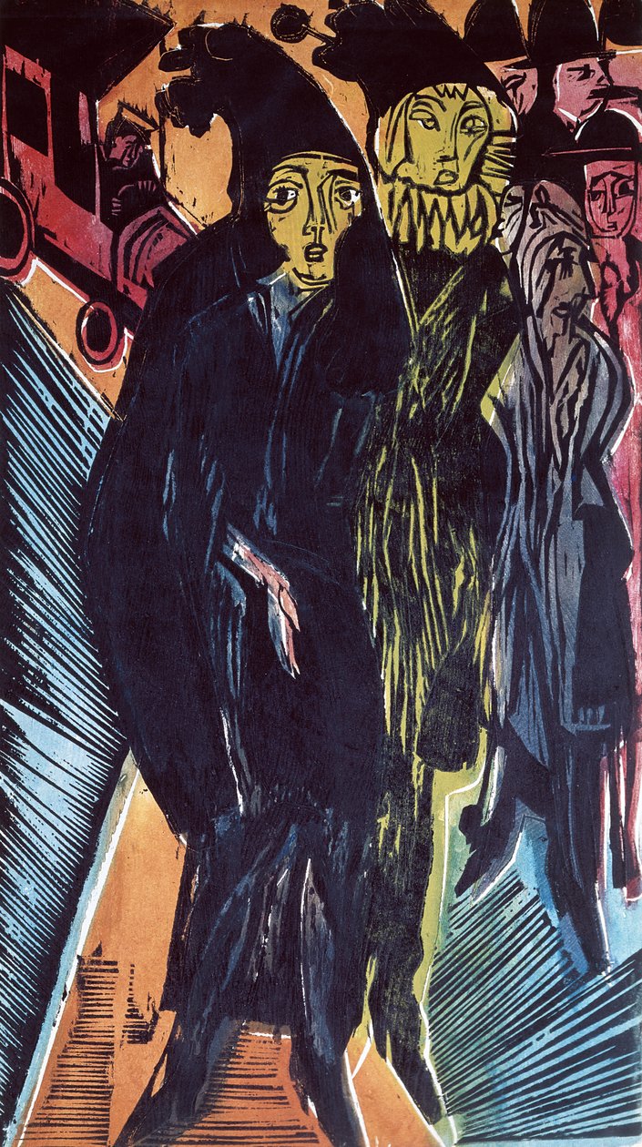 Scena di strada (litografia colorata) 1922 da Ernst Ludwig Kirchner