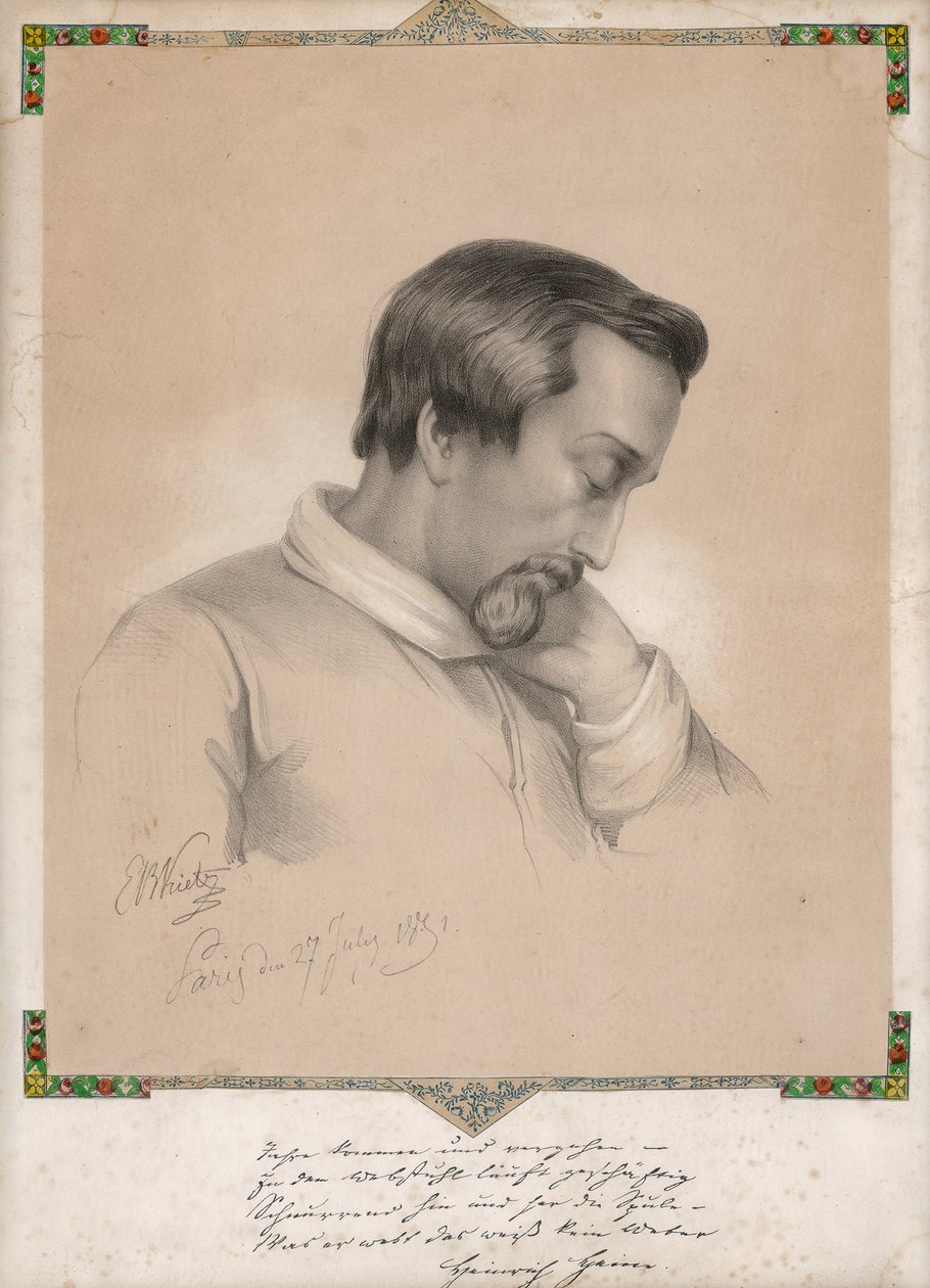 Julius Ernst Benedikt Kietz, Ritratto di Heinrich Heine da Ernst Benedikt Kietz