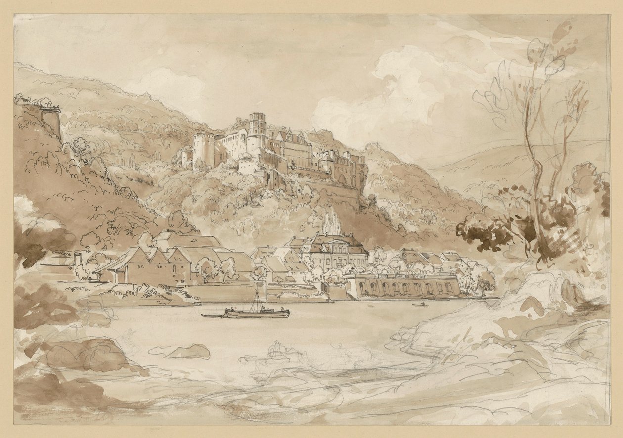 Veduta del castello e della città bassa di Heidelberg da Ernst Fries