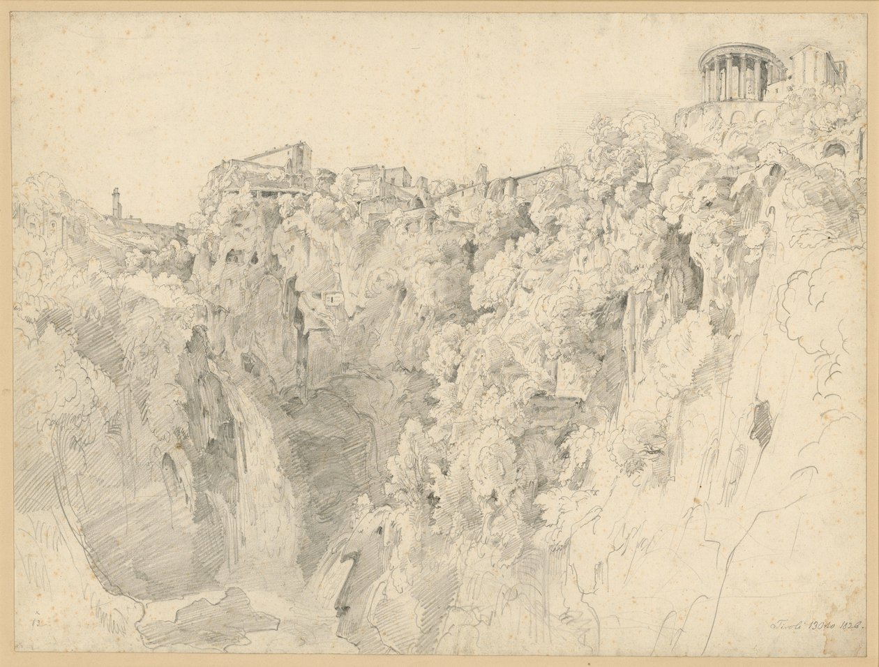 Vista su Tivoli con il Tempio della Sibilla da Ernst Fries