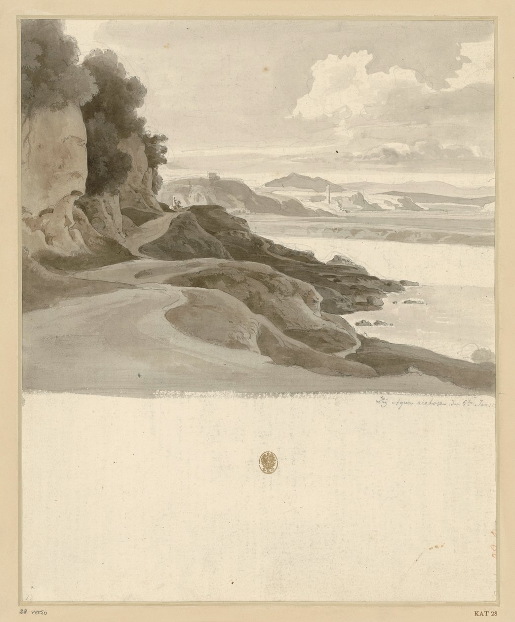 Paesaggio fluviale con sentiero lungo una riva rocciosa presso Aqua Acetosa da Ernst Fries