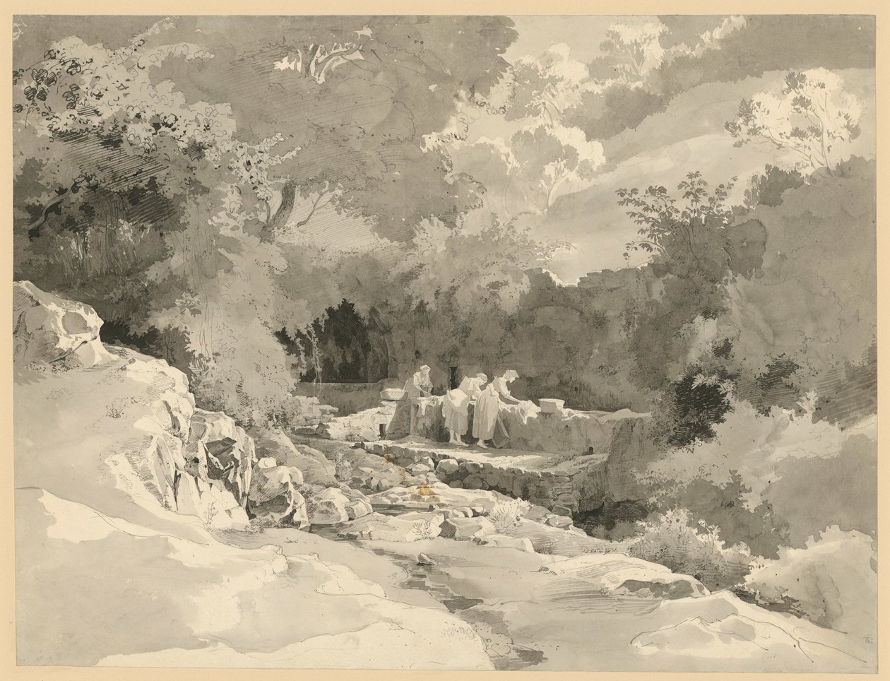 Paesaggio con donne alla fonte per il bucato da Ernst Fries
