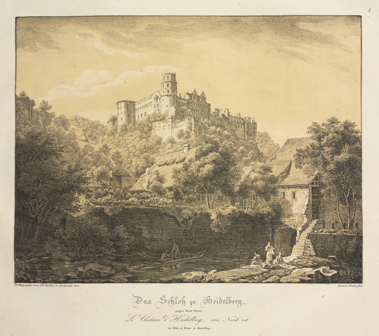 Sei vedute del castello di Heidelberg: verso est, 1820 da Ernst Fries