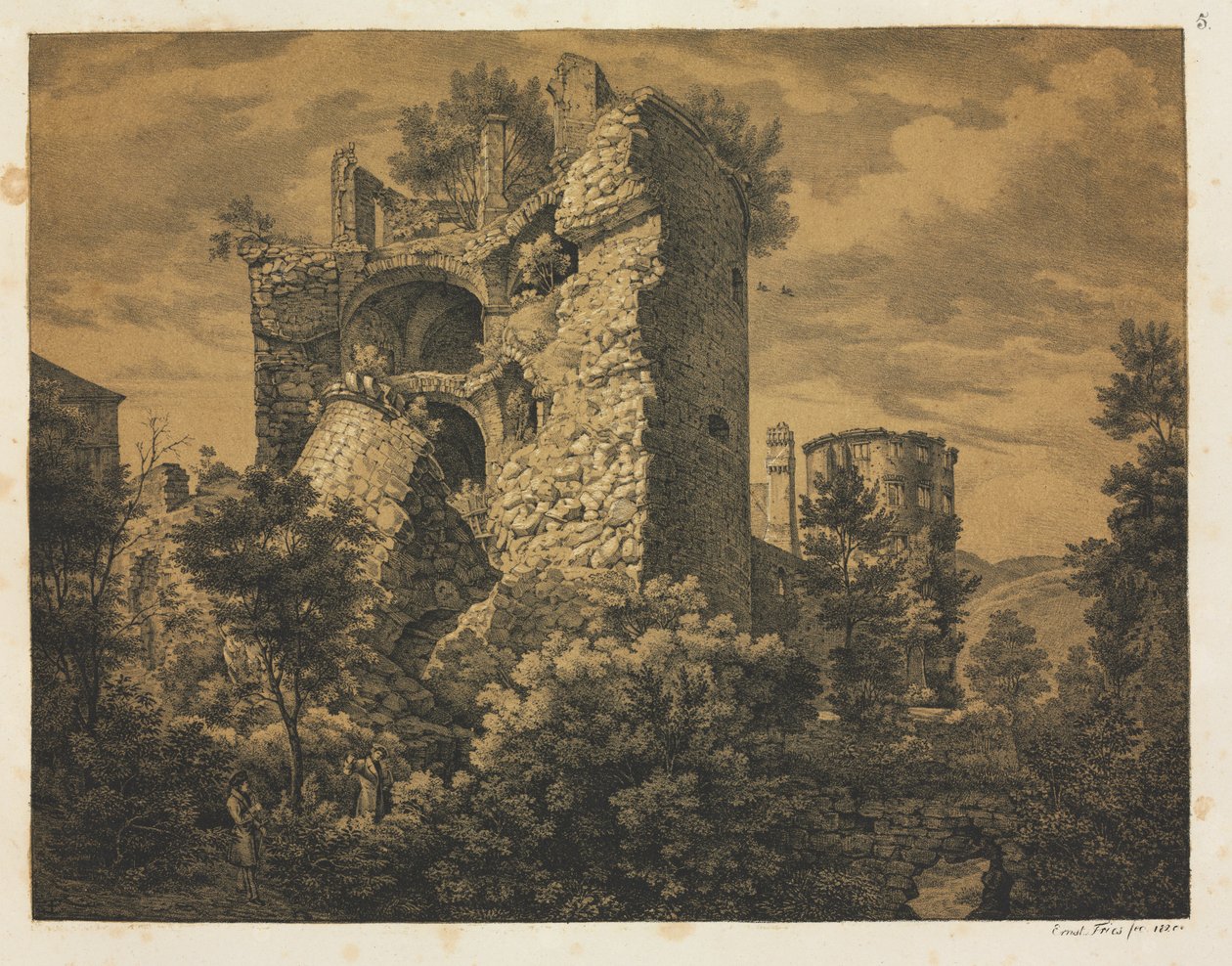 Sei vedute del castello di Heidelberg: Torre, 1820 da Ernst Fries