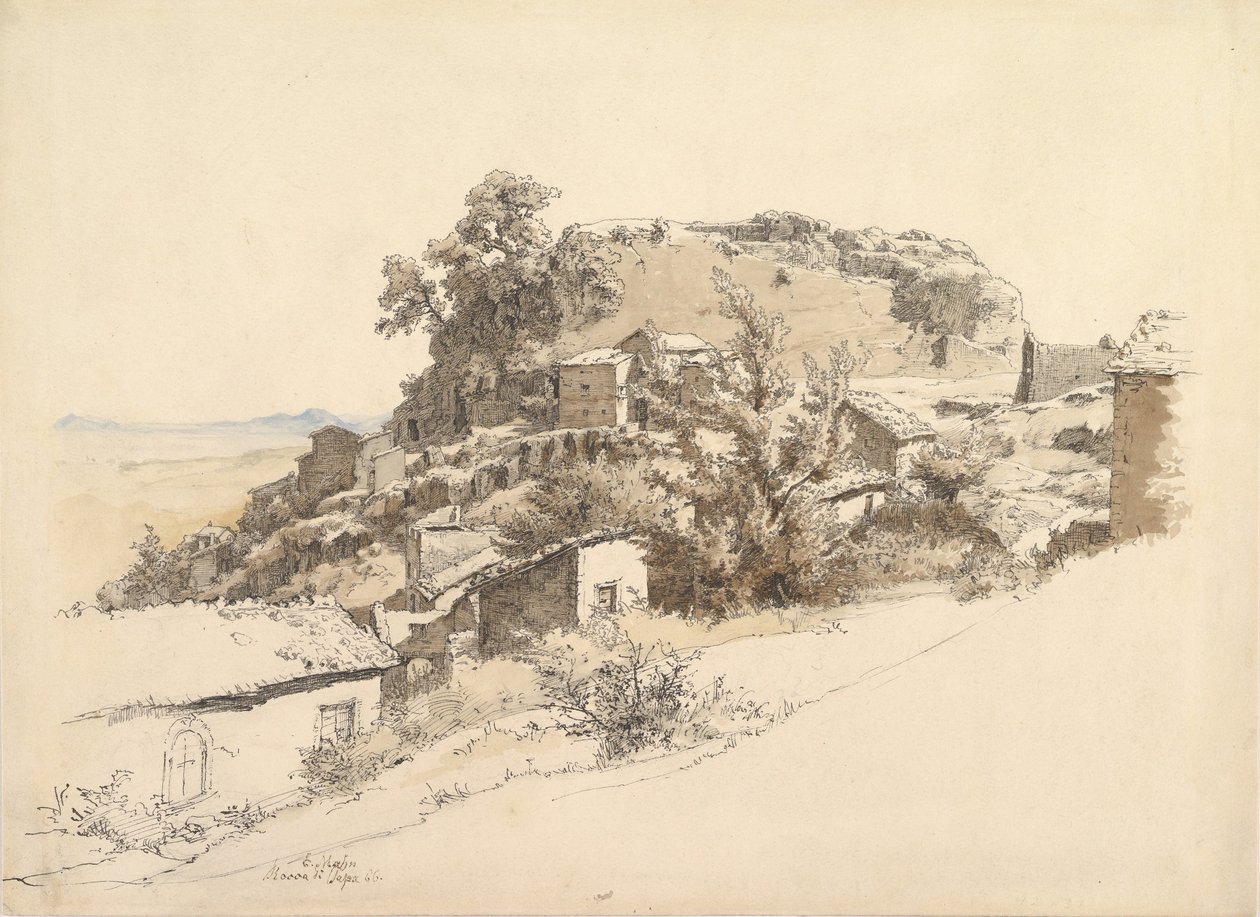 Paesaggio romano vicino a Rocca di Papa, 1866 da Ernst Furchtegott Mohn