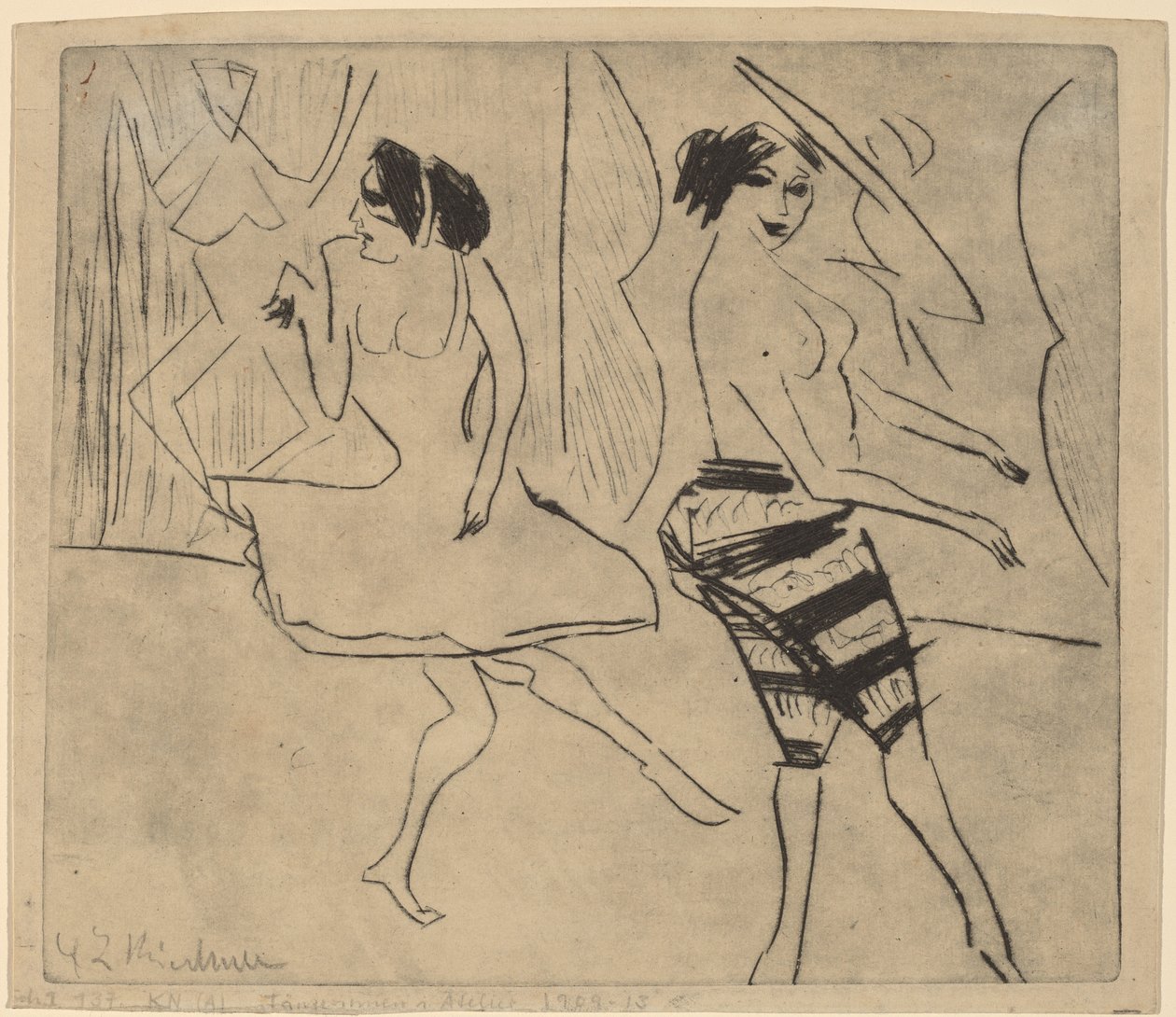 Ballerini in studio, 1911 da Ernst Ludwig Kirchner