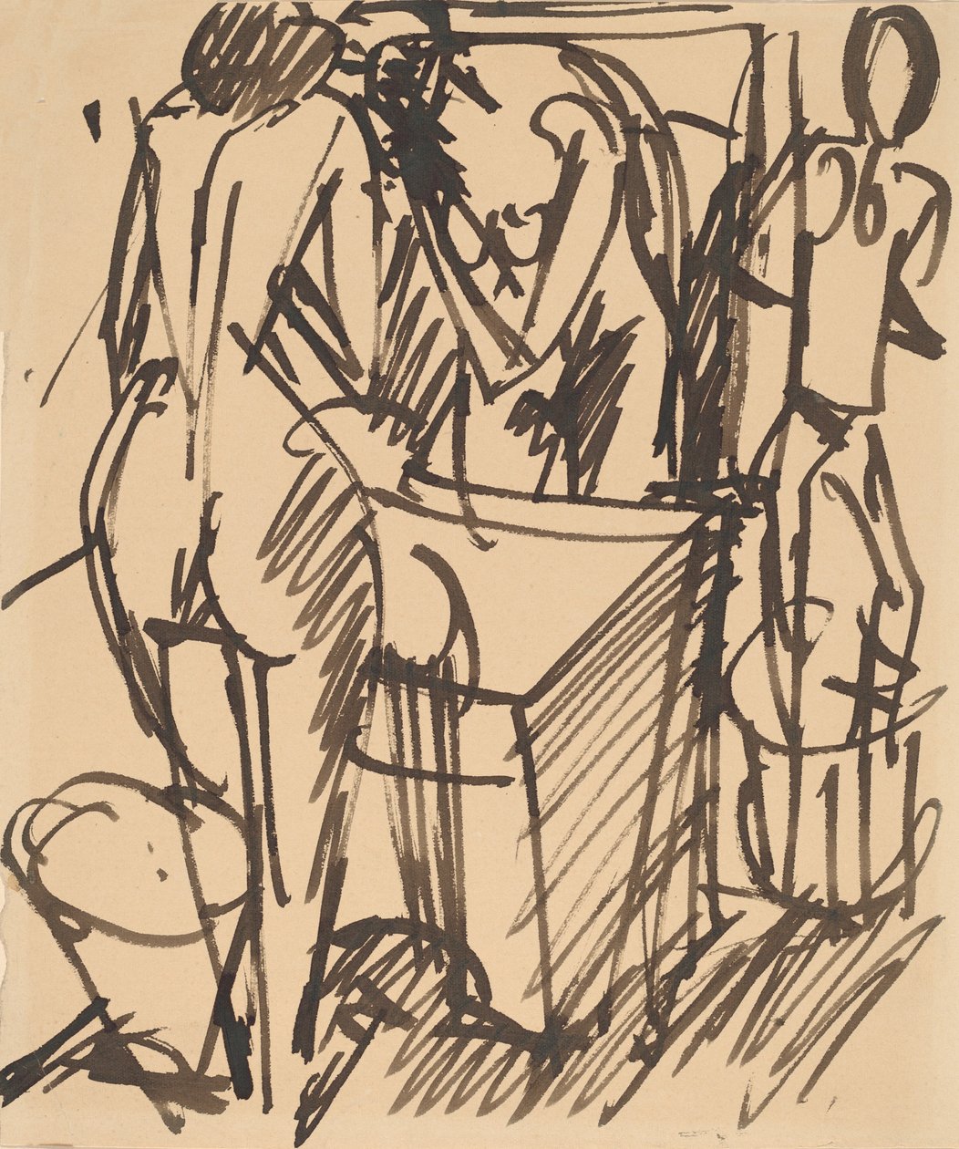 Nudo con specchio, davanti a un lavandino da Ernst Ludwig Kirchner