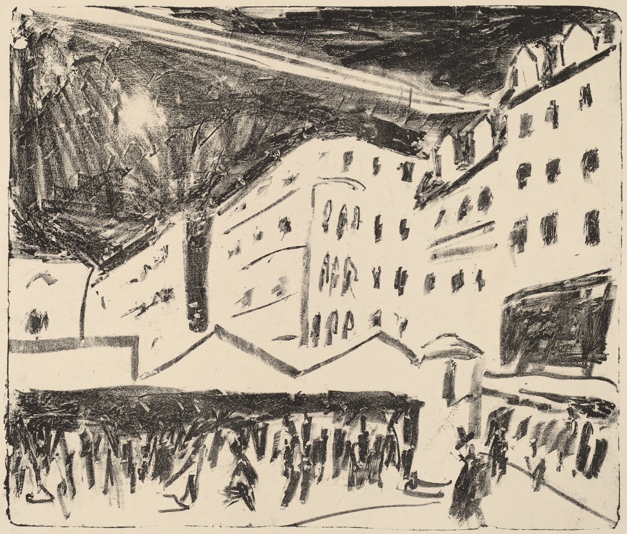 Vecchio mercato a Dresda con fiera annuale, 1910 da Ernst Ludwig Kirchner