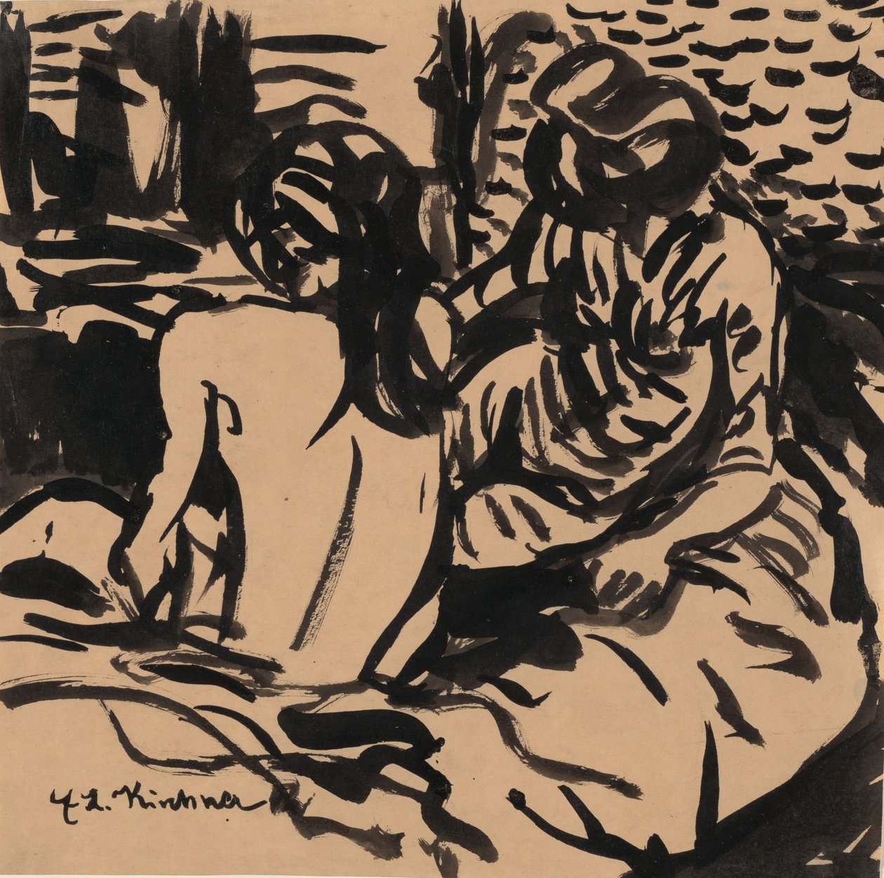 Due nudi su un letto Isabella e una ragazza più giovane, c. 1906 da Ernst Ludwig Kirchner