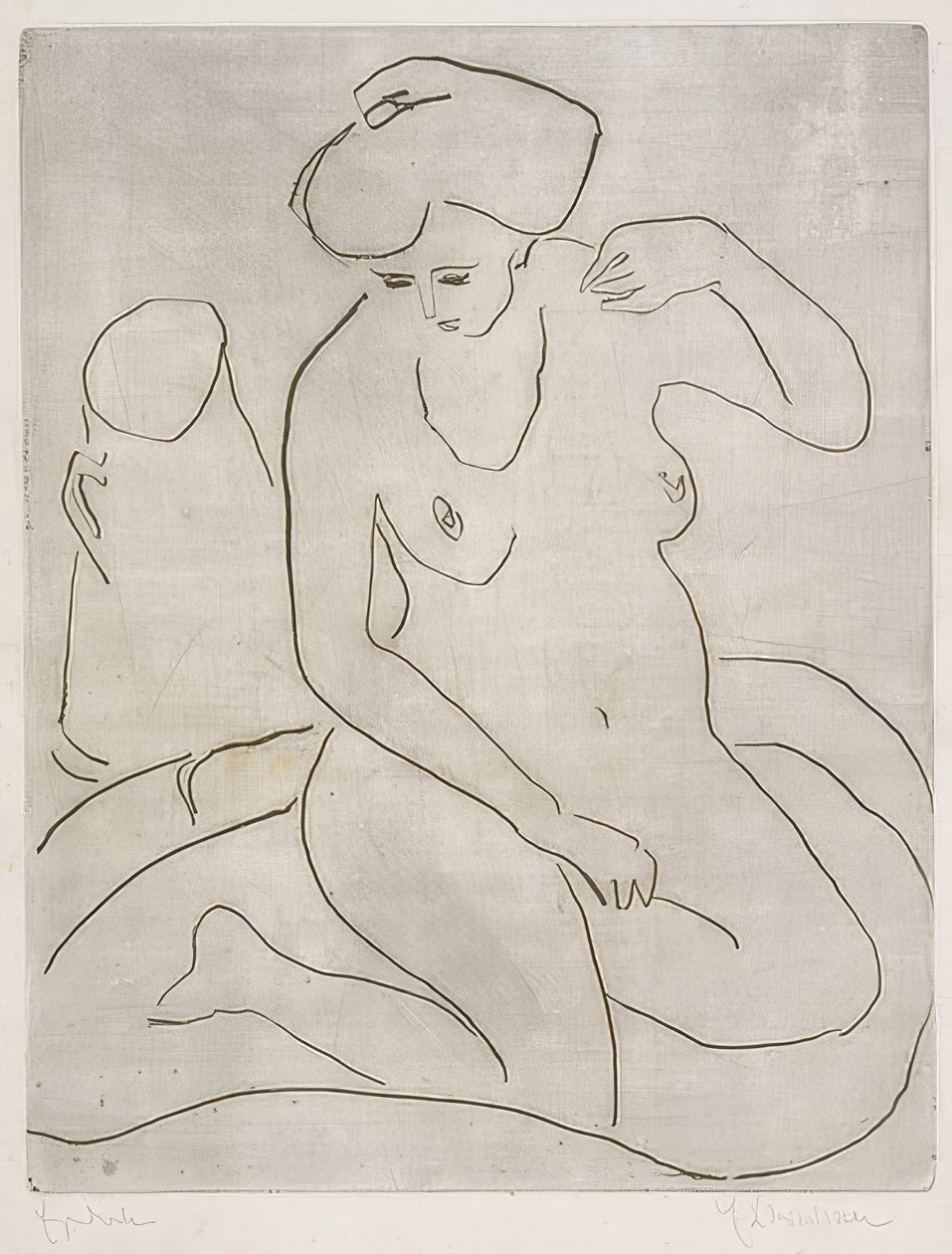Nudo nella vasca con collana. 1909 da Ernst Ludwig Kirchner