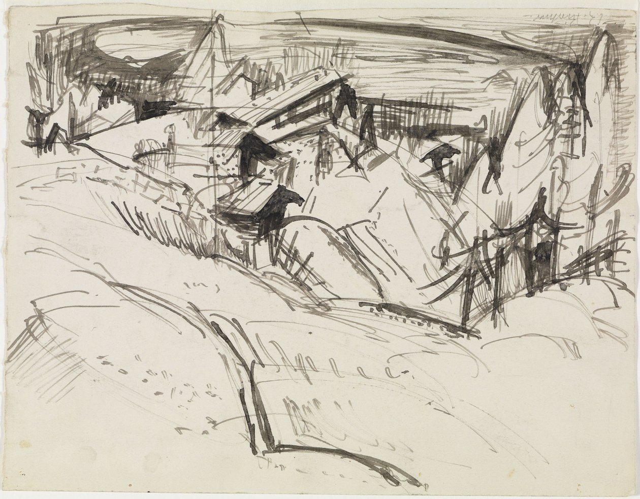 Alpe con baite e abeti da Ernst Ludwig Kirchner