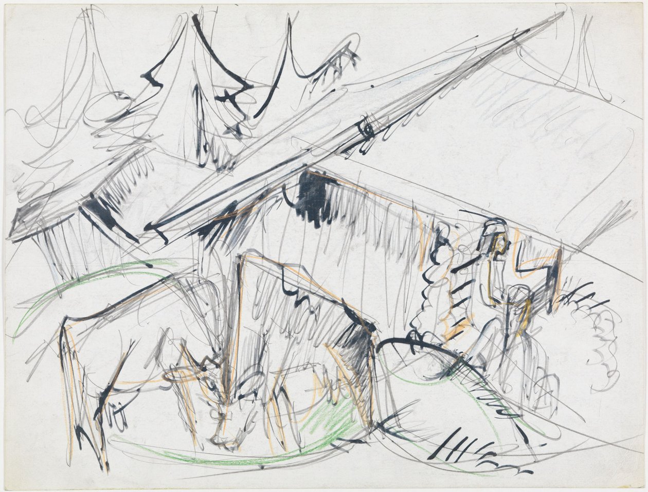 Capanna alpina con mucche (Stafelalp) da Ernst Ludwig Kirchner