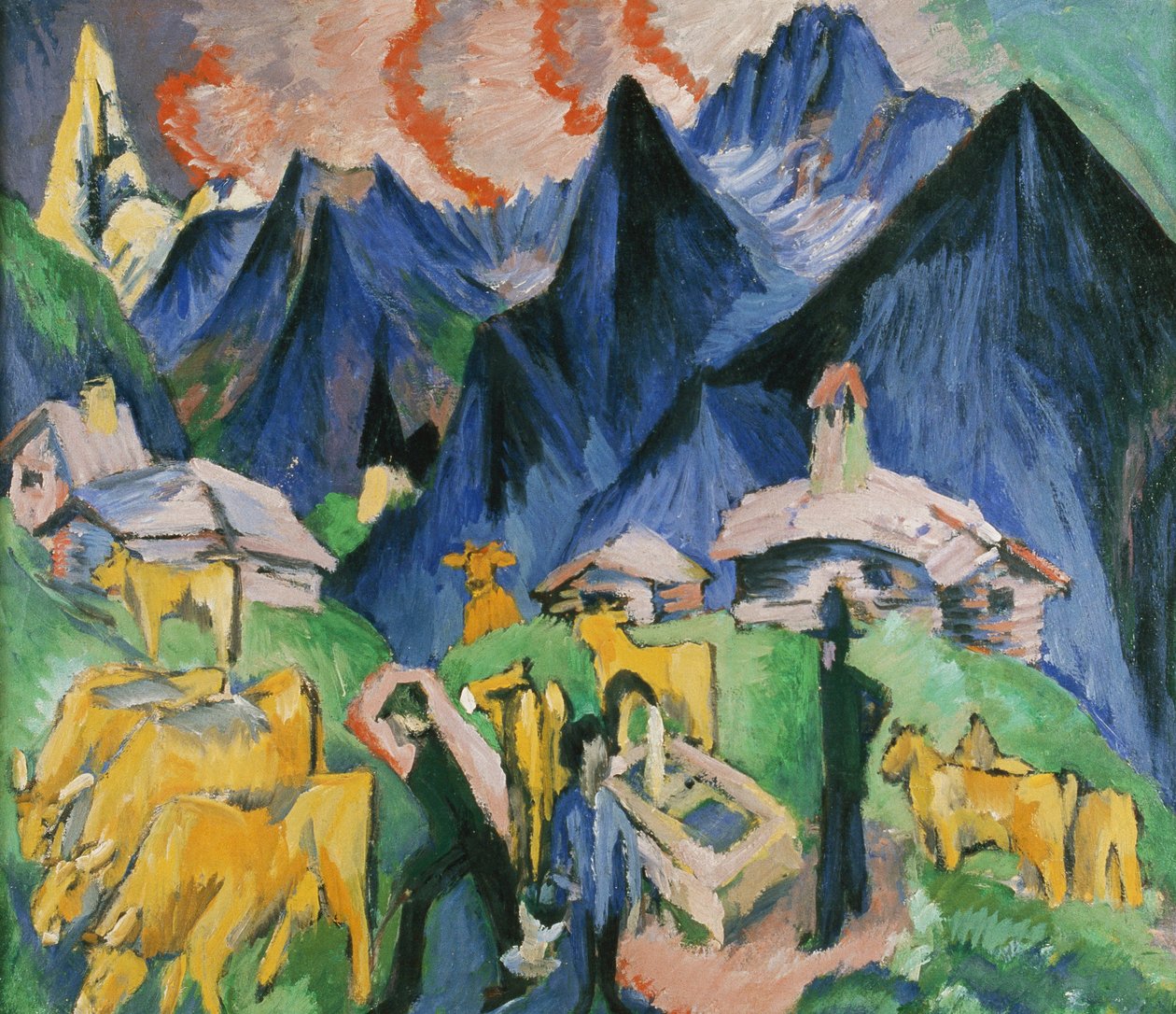 Vita alpina, trittico, 1918 da Ernst Ludwig Kirchner