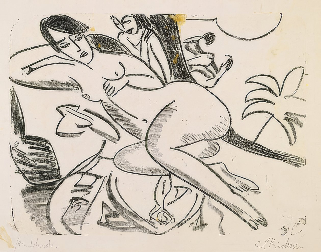 Nudo sdraiato su un tappeto da Ernst Ludwig Kirchner