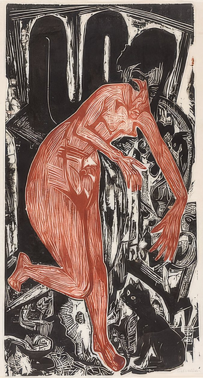 Donna che fa il bagno vicino alla stufa da Ernst Ludwig Kirchner